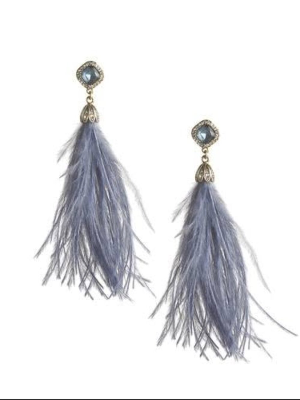Chloe + Isabel Royal Thistle Blue Feather Earrings NEW never worn